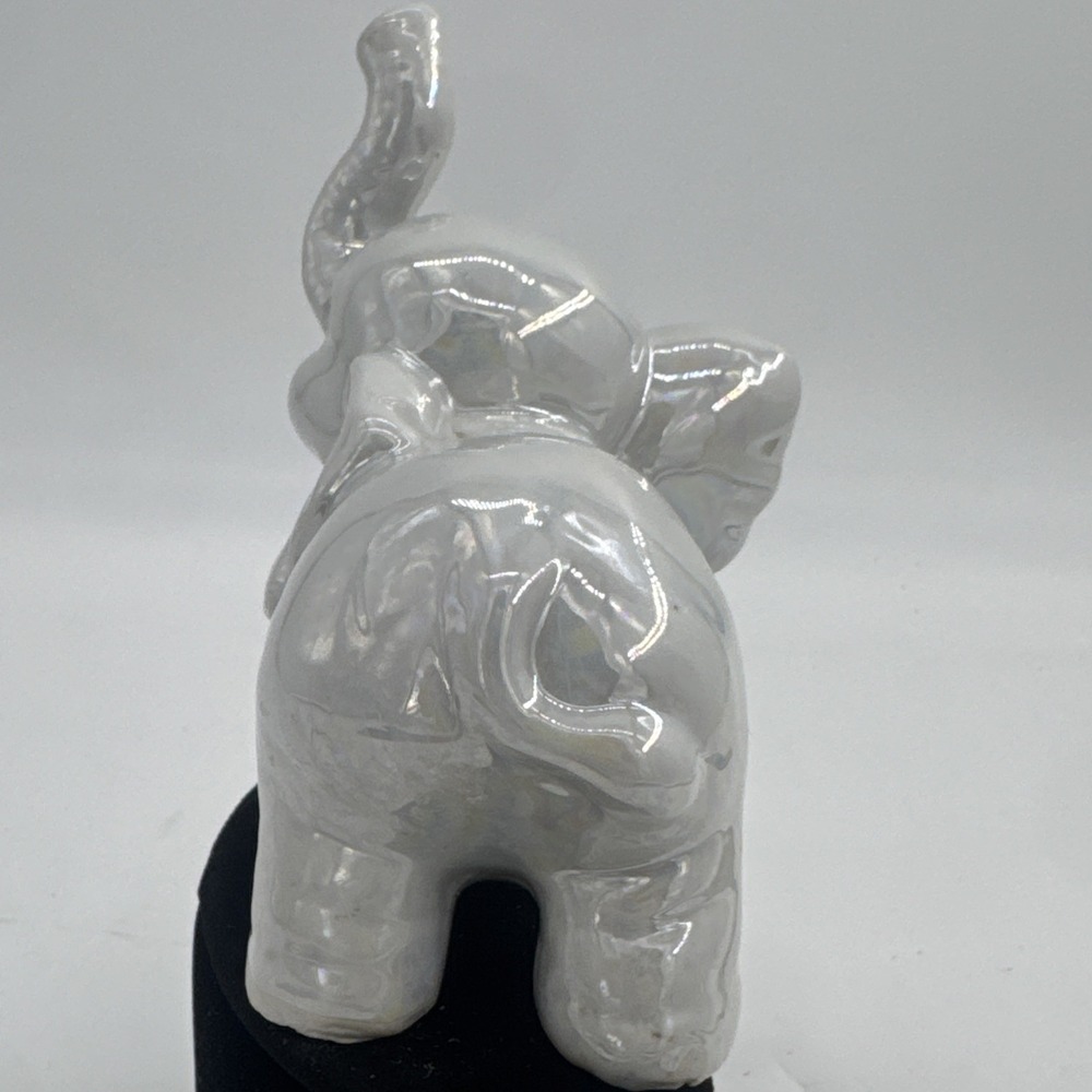 Baby Elephant Ceramic Iridescence Color Figurine 4.5" Tx5.5" L Pearlescent Sheen - Picture 11 of 11